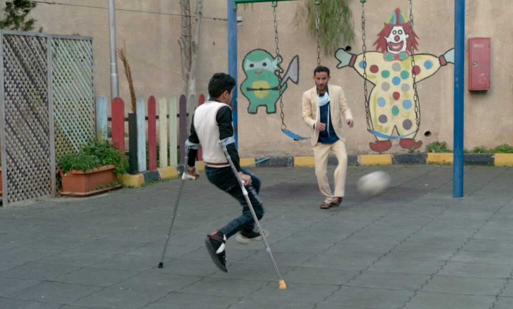 In the play area at the court of Amman RSP hospital in Jordan